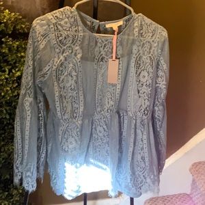 Tops - Powder Blue Lace Top SzM Tops - Powder Blue Lace Top SzM